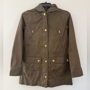 J. Crew Olive Utility Jacket with Hood